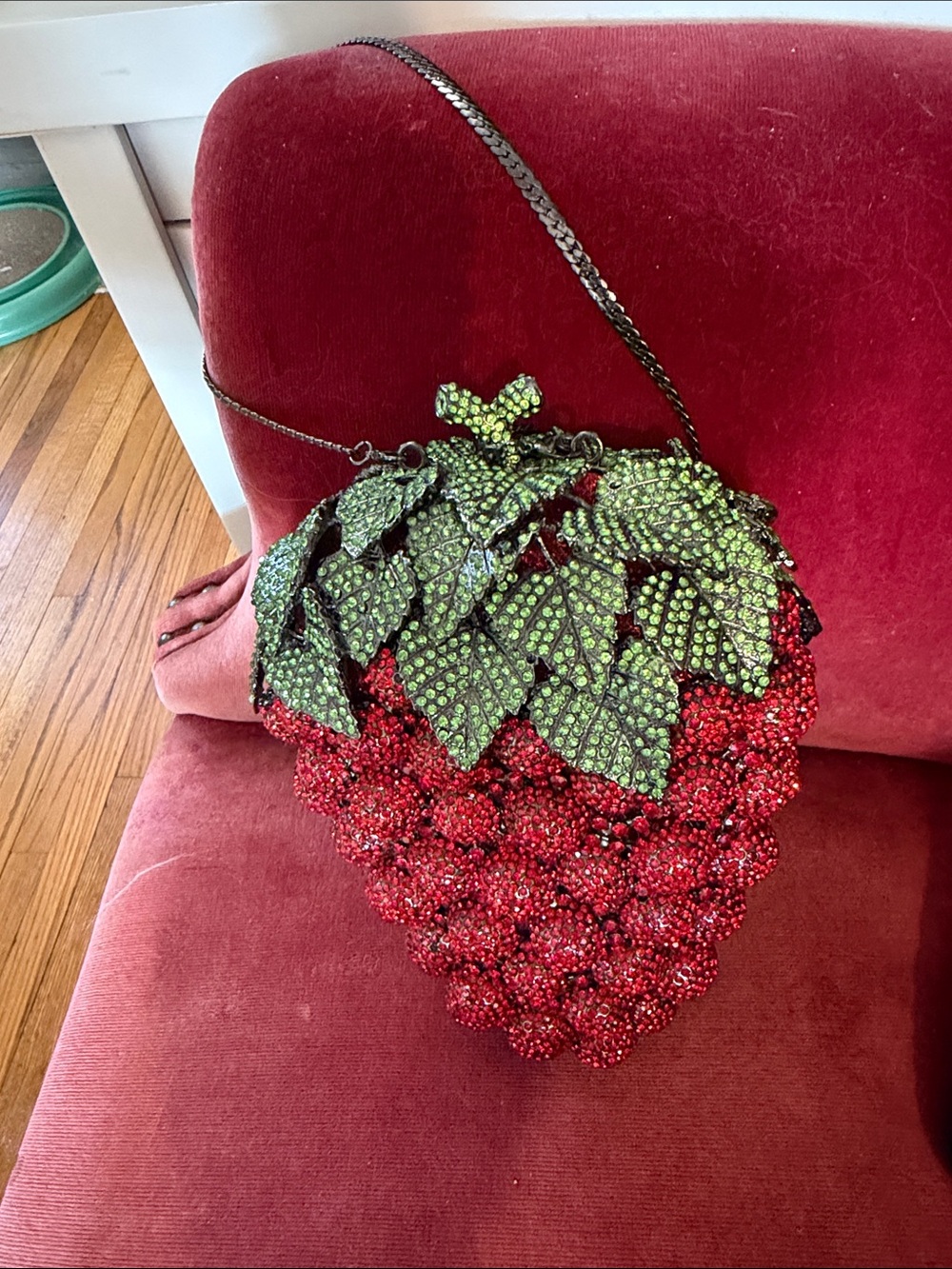 Picture doesn’t do it justice so sparkly Red Strawberry Crystal Crossbody Bag by